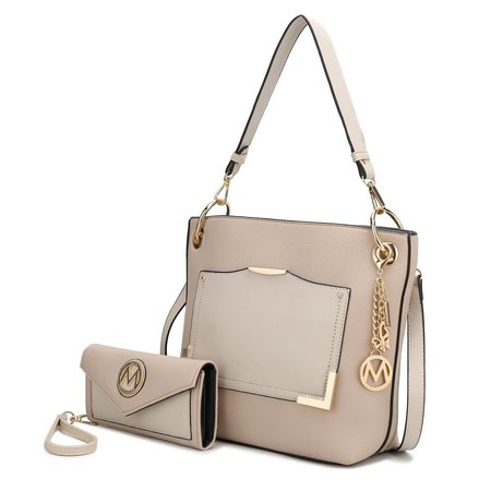 MKF COLLECTION BY MIA K MKF Collection by Mia K MKF-X585BG Grace Shoulder Bag & Wristlet Set; Beige MKF-X585BG